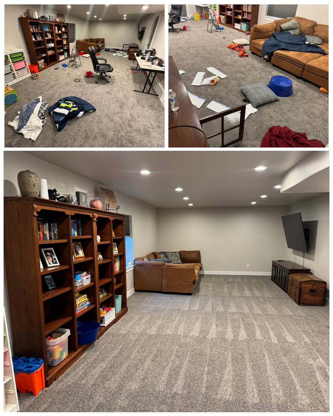 Basement before and after a Reset