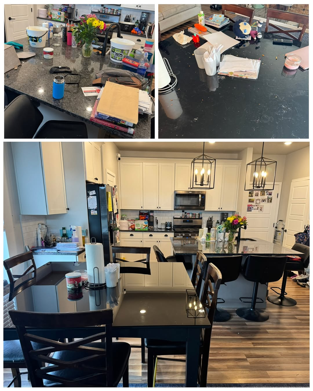 Cluttered kitchen before a Reset